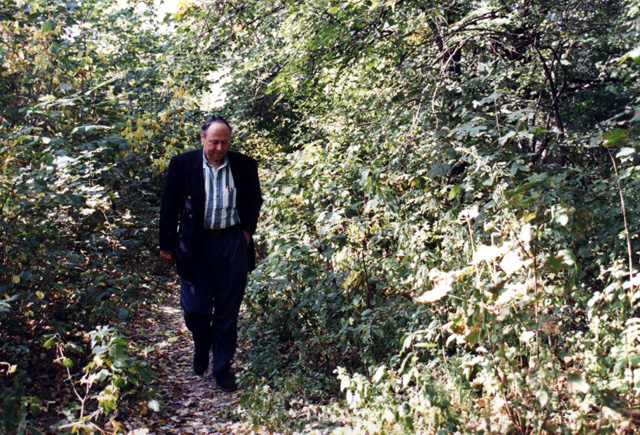 Paul walking in the woods near Babi Yar, stepping quite possibly on soil permeated with the ashes of the people murdered there.