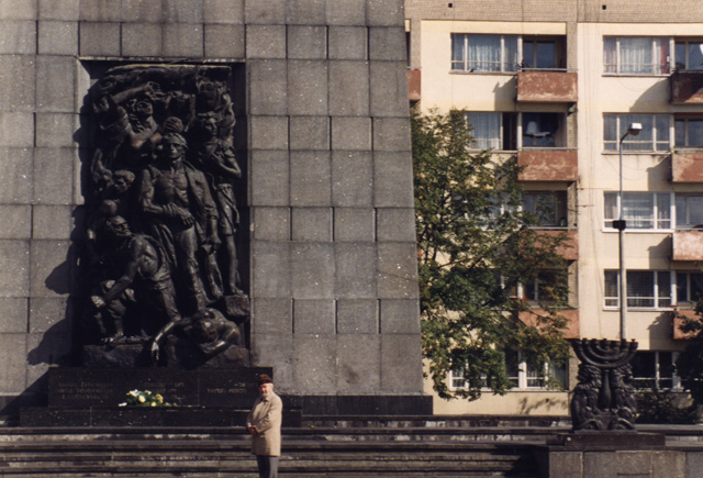 The monument commemorating the Warsaw Ghetto Uprising, Close-up below